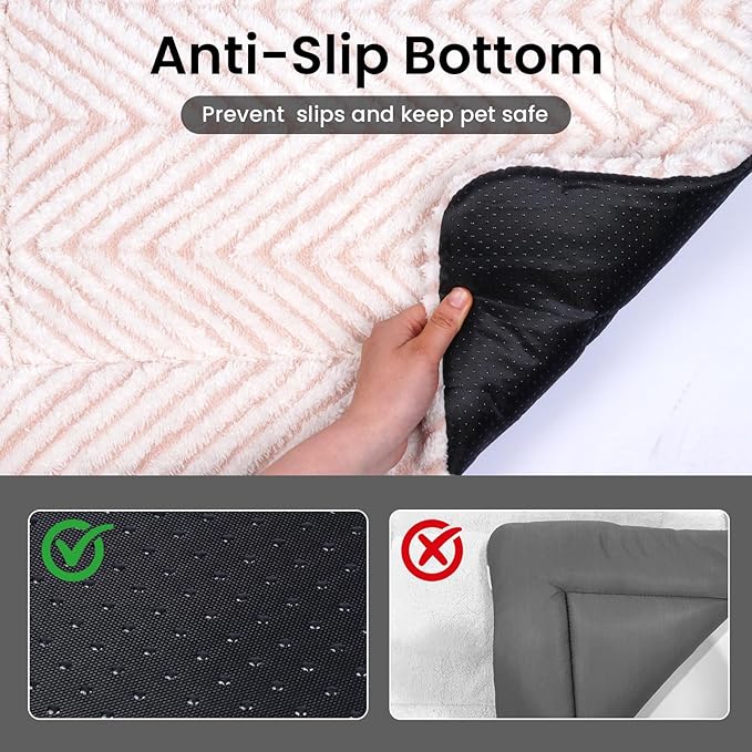 Mora Pets Washable Dog Crate Pad Soft Dog Kennel Bed Crate Mat for Small Medium Dogs, Puppies & Large Cats Flat Pet Bed with Anti-Slip Bottom for Cage & Carrier Sleeping Chevron Pink 30 x 19