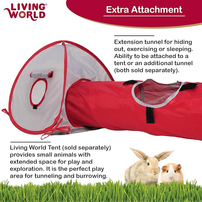 Living World Pet Tunnel, Red/Grey