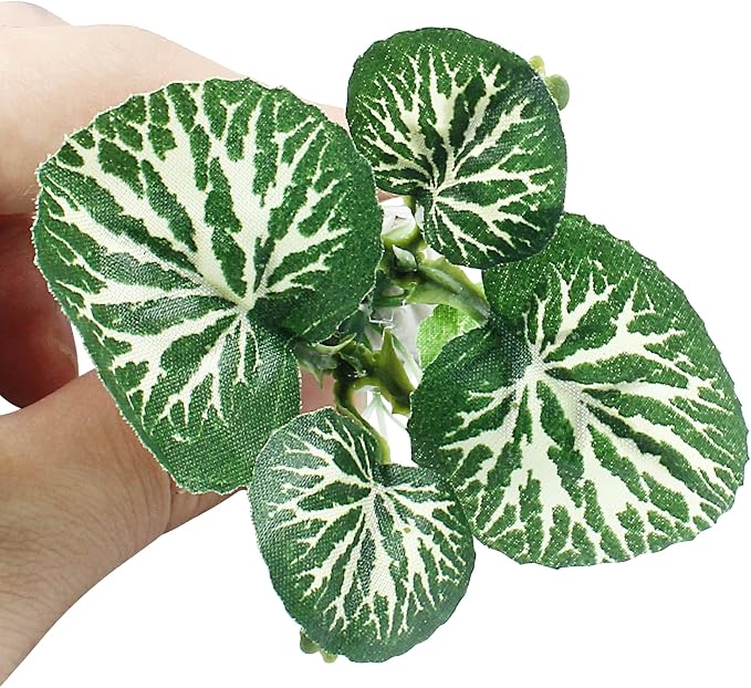 Soft Aquarium Plants Betta Fish Tank Decorations, Green, 2 Inch | Betta Leaf Pad, Silk Plastic Artificial Plants, 4Pcs Set, Reptile Tank Decor