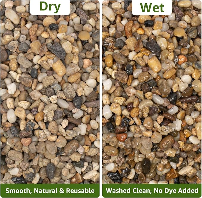 5lbs Aquarium Gravel, 1/3''(8mm) Pea Gravel,Natural River Pebbles | Water-Washed, Undyed and Uncoated, for Freshwater Tanks, Turtle Habitats, Planted Displays and Stream Layouts