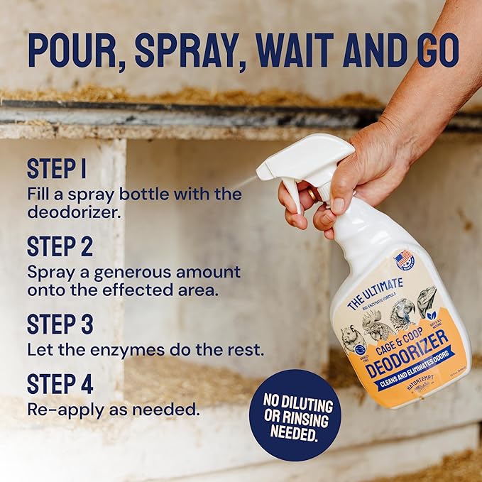 Hatortempt Chicken Coop Deodorizer & Cleaner Spray - 1 Gallon, Unscented - Ammonia Control Odor Eliminator & Coop Refresher for Chickens
