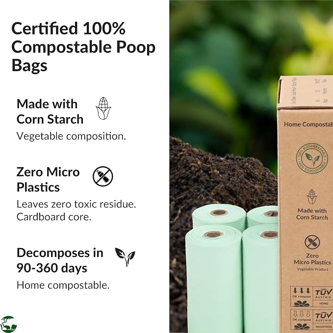 100% Compostable & Biodegradable Dog Poop Bags Leak-Proof and Extra Thick Light Green Dog Bags Pet Waste Bags for Big and Small Dogs - Unscented - Planet4Life (Pack of 240)