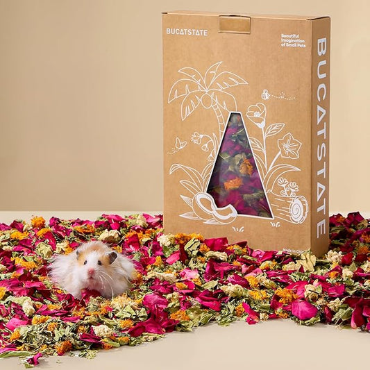 BUCATSTATE 5L Natural Flower & Hamster Bedding Soft Natural Bedding for Hamster Enrichment for Small Pets & Dwarf Syrian Hamsters, Gerbils, Mice