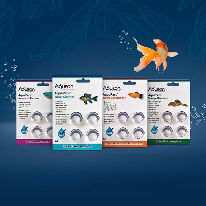 Aqueon AquaPacs Water Clarifier, for Freshwater Aquariums, 4 Pack