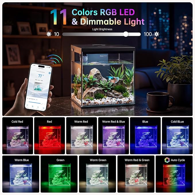 Filter for Fish Tank, 3 Pcs Filters & 6 Pack Quartz Balls for Aquarium, Multi-Layer Filtration, Keep Water Clean