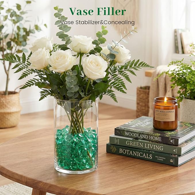 DOMESTAR Green Fake Ice Rocks, 150 PCS Acrylic Crystal for Vase Fillers | Fake Diamonds for Table Centerpieces Party Decor, Fish Tanks Decor Table Scatter DIY Craft Supplies