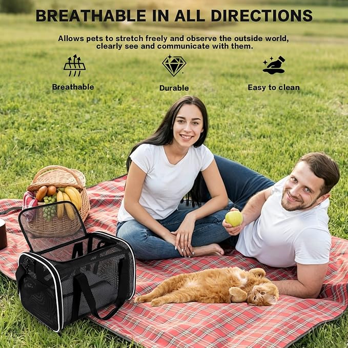 Cat Carrier Dog Carrier Pet Carriers Soft-Sided Cats Bag Animal Carriers Puppy Carrying Bag TSA Airline Approved Small Dog Carrier Soft Sided, Collapsible Travel Carriers for Big Cats(Up to 16lbs),
