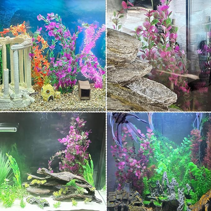 Tfwadmx Large 25.6 inch Aquarium Plants 2 Pcs Tall Artificial Water Seaweed for Fish Tank Decor Plastic Plant for Fish Shrimp About