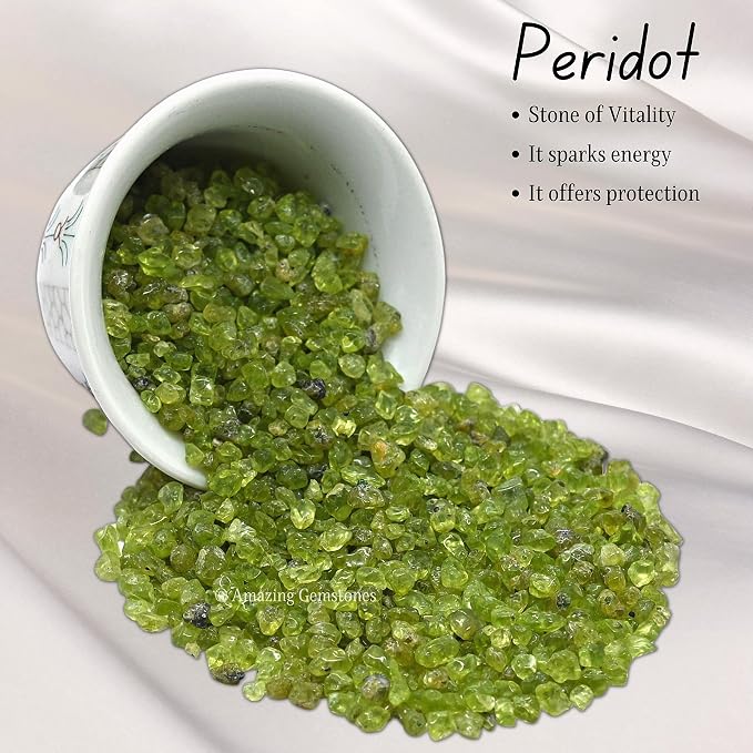 Amazing Gemstone Peridot Crystal Chips & Tiny Crystals - Aquarium Gravel Rocks for Fish Tank Decoration (Natural AAA Grade Gemstones)