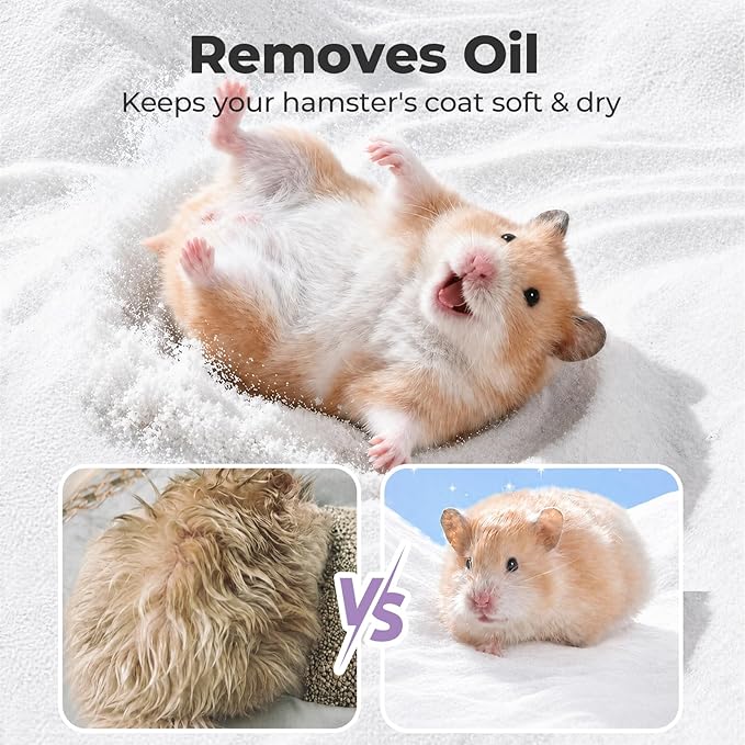 mini&moe Hamster Sand Bath - Low-Dust Bathing Sand with Odor Control & Oil-Absorbing, Dual-Use Potty Litter for Hamster, Gerbils, Chinchillas, Mice and Other Small Pets