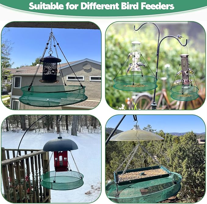 Bird Seed Catcher Tray for Hanging Bird Feeder Platform, 20 inches Birdseed Hoop for Hummingbird Feeders Bee Feeder Outdoor Garden Hanging Tray (Upgraded Against Strong Winds) (1PC)