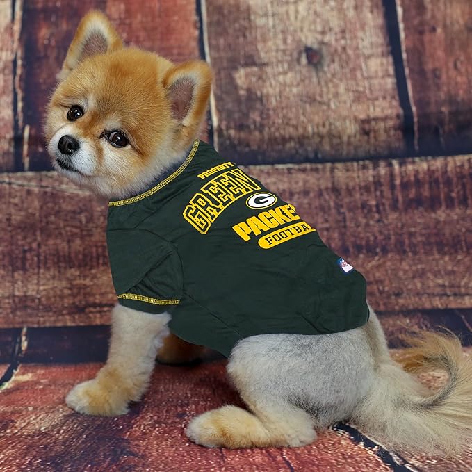 NFL Green Bay Packers Dog T-Shirt for Pets, Size Small. Officially Licensed Pet Shirt with Team Logo, Soft Stretchable Comfort Fit Apparel for Dogs & Cats