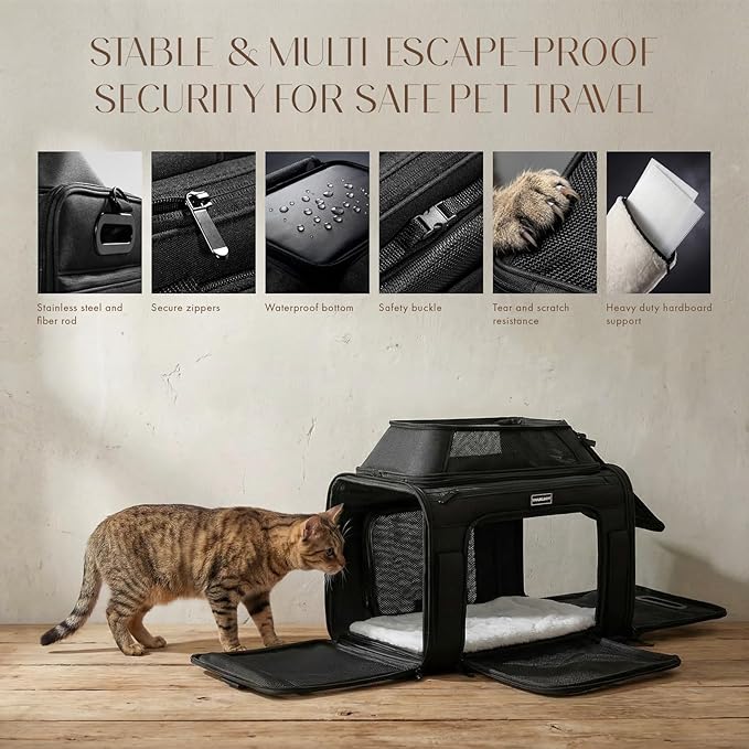 Top-Expandable Pet Carrier with Treat & Pet Window,18x13x9.5 Inch Southwest Frontier Airline Approved,Soft-Sided Dog Carrier for Small Dogs and Cats,Travel Cat Carrier with Locking Safety Zippers