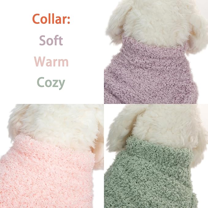 Dog Sweater, 3 Pack Sweaters for Small Dogs Girl, Dog Clothes for Medium Dogs Male or Boy, Ultra Soft and Warm Puppy Coat for Winter Christmas (Medium, Light Pink+Lake Green+Light Purple)