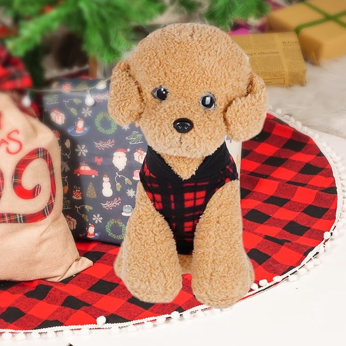 Rbenxia 4 Buffalo Plaid Dog Sweaters with Leash Ring Soft Fleece Vest Pullover Warm Jacket Pet Clothes Winter Outfits for Small Puppy Cat Pets (Large)