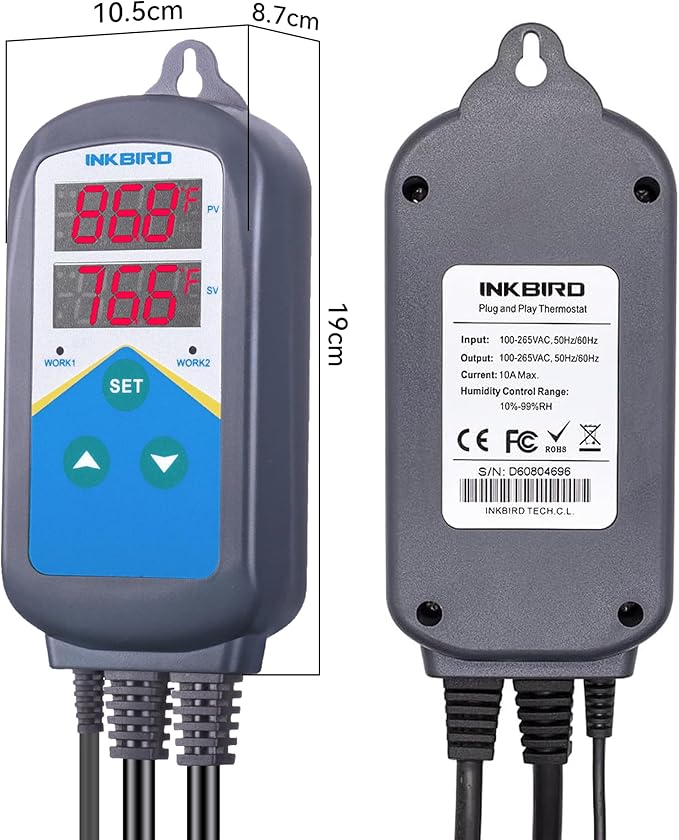 Inkbird Digital Temperature Probe Controller Thermostat Timer AC 110V 1200W Only Heating Plug Time Switch Reptile Breeding Heater Planting Greenhouse No Cooling Control