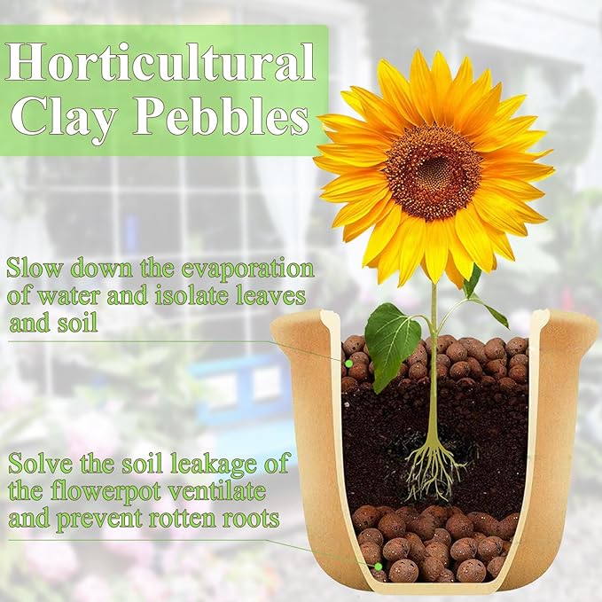 FANTIAN Clay Pebbles for Plants, 5 lbs Aquatic Plant Soil, 8-12 mm | Leca Clay Balls for Plants, Orchid Potting Mix, Soil Drainage, Used in Hydroponic Growing, Help with Root Development
