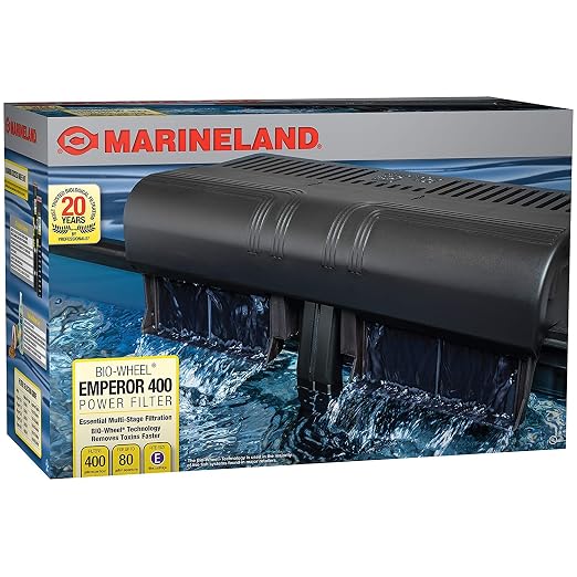 Marineland Bio-Wheel Penguin 400 GPH Power Aquarium Filter, Ultra-Quiet Hang-On-Back Fish Tank Filter with Multi-Stage Filtration for Aquariums Up to 80 Gallons | Quiet hang-on-back design, multi-stage filtration, supports tanks up to 80 gallons