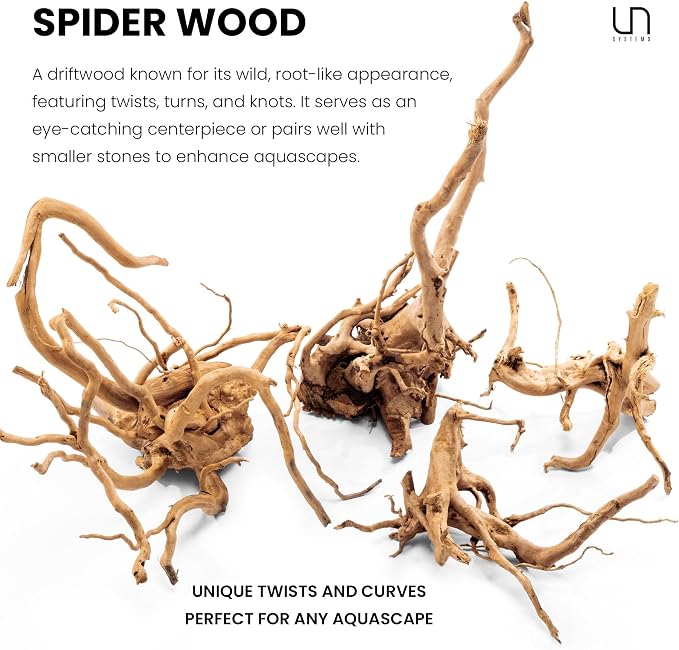 Ultum Nature Systems Driftwood - Spider Drift Wood for Fish Tank, Planted Tank, Terriarium, Paludarium - Versatile Natural Driftwood Decor, Events Wood Centerpiece - Spider Wood, L 15-20", 5 Pack