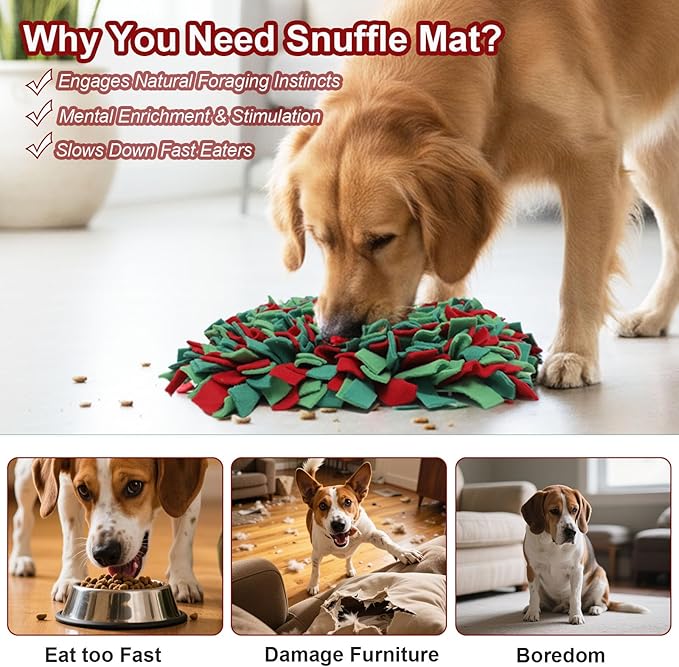 Ablechien Snuffle Mat for Dogs - Christmas Dog Toys, Sniff Mats for Dogs - Nosework Training Mats for Foraging Instinct, Enrichment Toys for Small/Medium/Large Pets