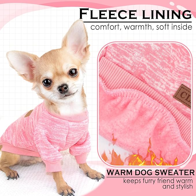 2 Pack 3.5-5.5lbs Dog Sweaters for Small Dogs Girl Winter Dog Clothes Fleece Puppy Sweaters Warm Thick Pet Sweatshirt Outfit Small Dog Sweater for Boy Dogs and Cat,XS,Pink Purple