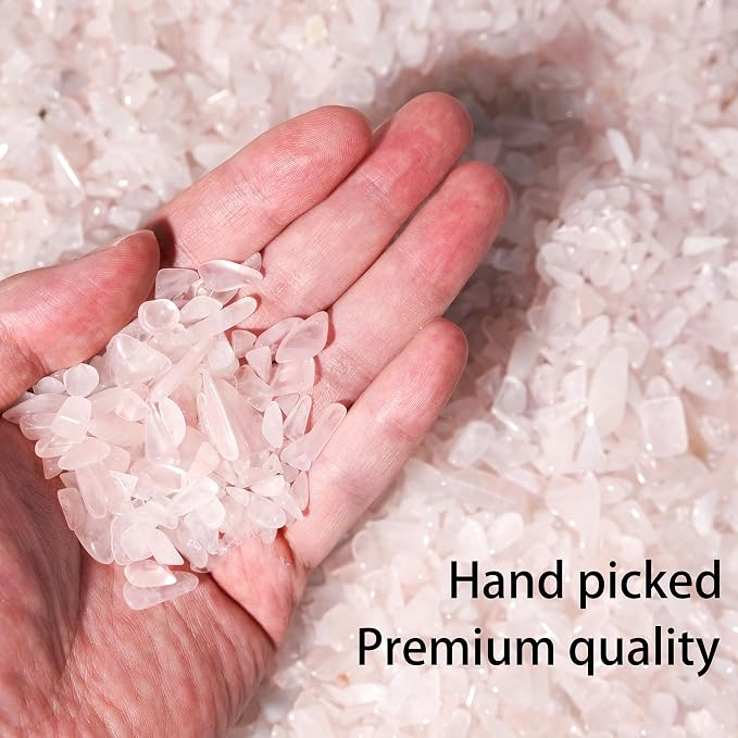 Rose Quartz & Clear Quartz Chips Bulk 1lb, 1200+ Pieces, 5-8mm Natural Gemstones