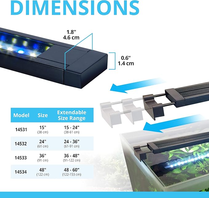 Fluval Aquasky 2.0 Bluetooth LED Aquarium Light – 35W, 48–60" | RGB + 6500K White LEDs | App-Controlled 24-Hour Cycle & Weather Effects | IP67 Waterproof | 120 Wide Coverage