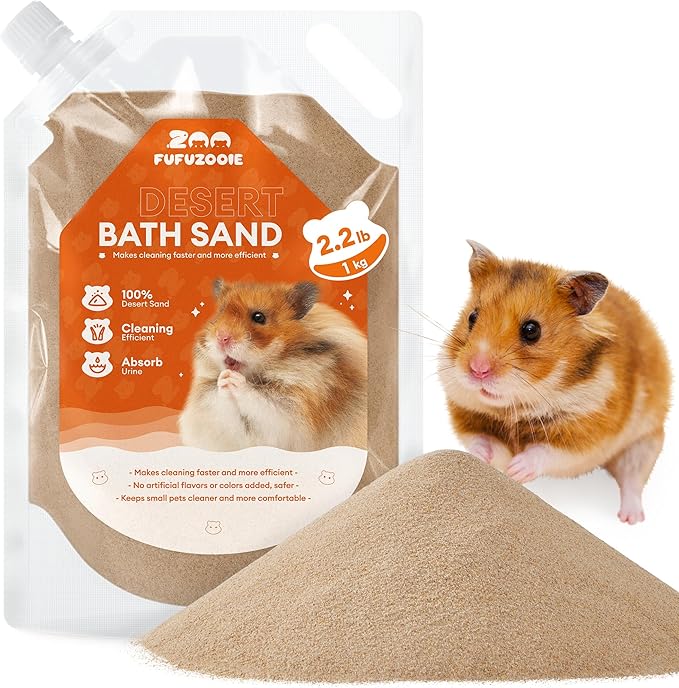 Hamster Bath Sand, 35oz Natural Desert Sand | Dust-Reduced Potty Litter Sand forHamster Gerbil Syrian Mice and Other Small Animals (Brown)