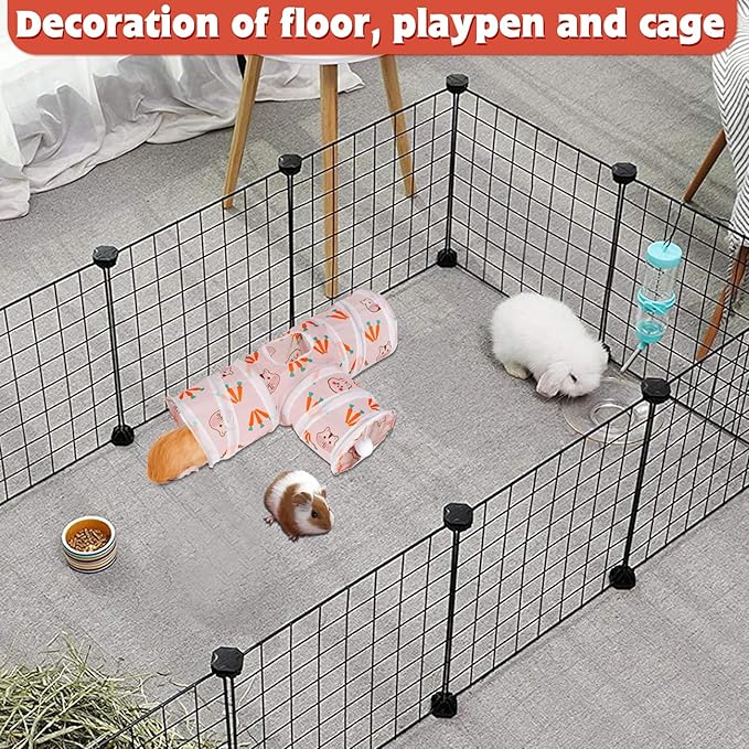 YUEPET 5.9" Guinea Pig Tunnels & Tubes Collapsible Pet 3 Way Play Tunnel Toys Small Animal Hideout Hideaway for Guinea Pig Chinchilla Ferret Hamster Rat(White)
