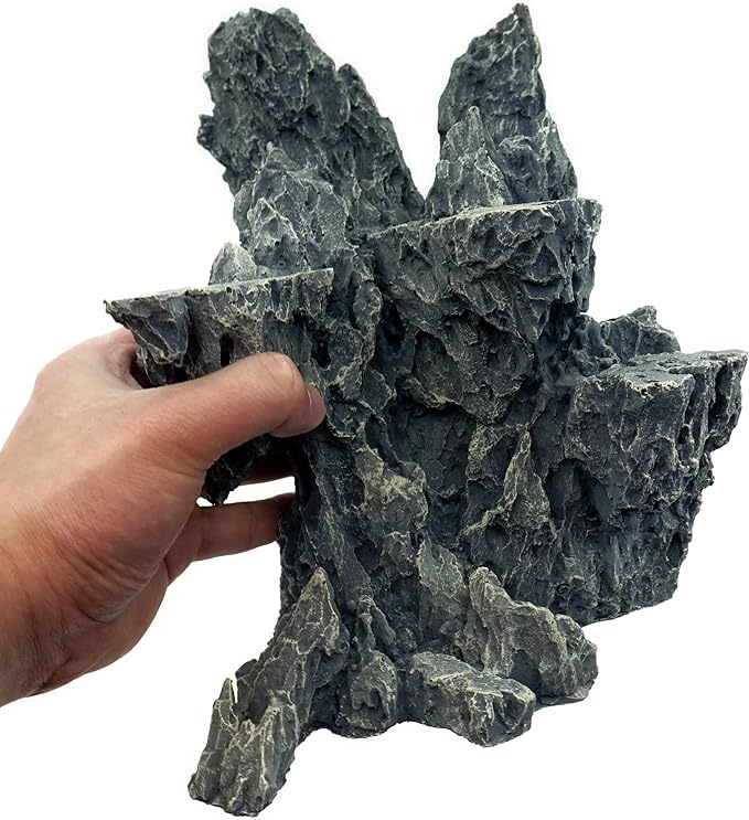 Allcolor Aquarium Rock Decor, Sky City Aquascape for 10+ Gallon Tanks | A tall fantasy cliffscape adds layered platforms and dramatic vertical depth to the aquarium.