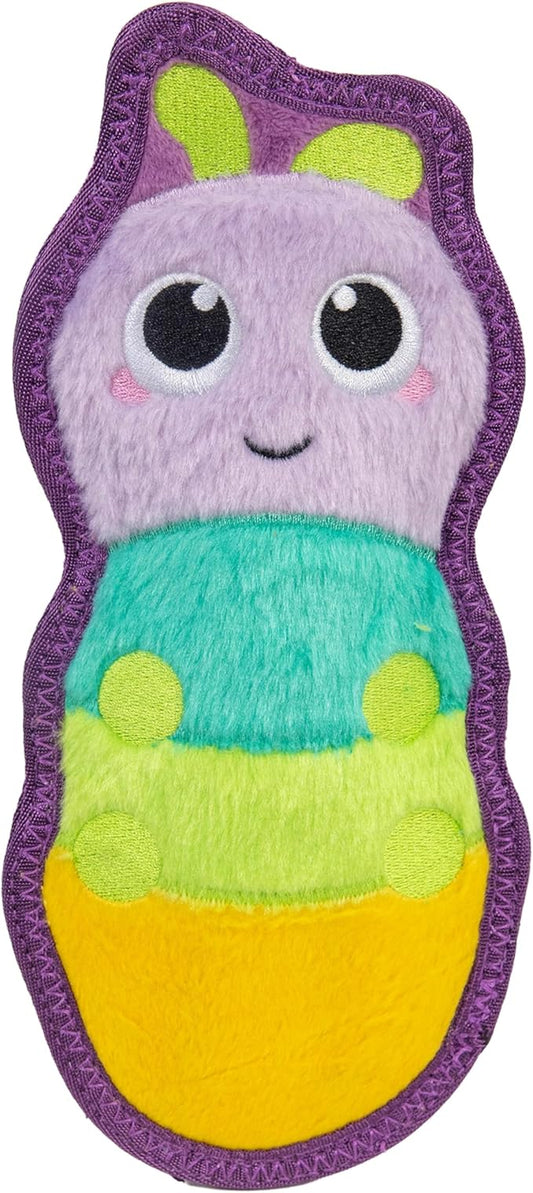 Outward Hound Tough Skinz Dog Toy, Durable Plush with 2X Lining, No Stuffing, Jumbo Squeaker, Caterpillar, 9.5"