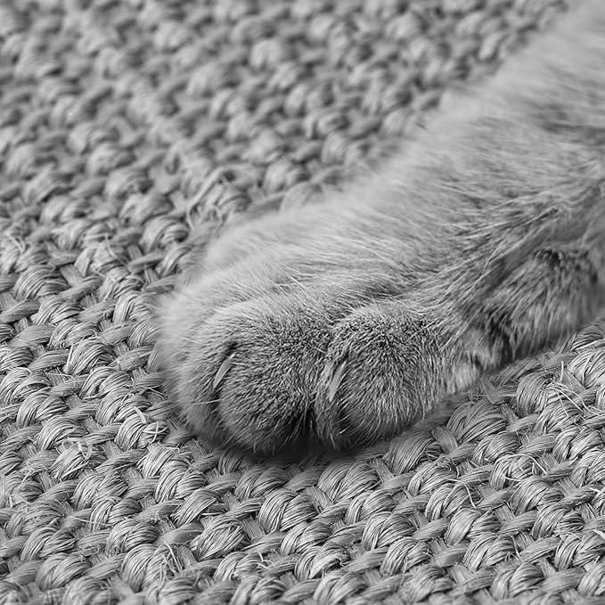 Graciadeco Gray Cat Scratching Mat Sisal, 2 Packs Sisal Fabric Large Cat Scratching Pad for Indoor Cats with Adhesive Hook Loop Tape, Wall Scratchers for Indoor Cats 23.6" x 15.7"