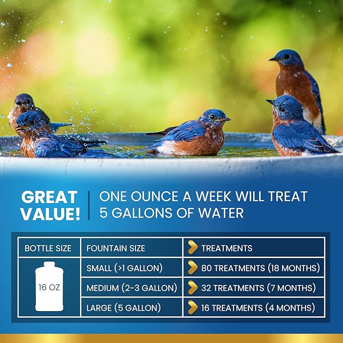 ADIOS! Bird Bath Cleaner for Outdoor Fountains and Bowls, Safely Cleans Metal, Glass and Stone (8oz)