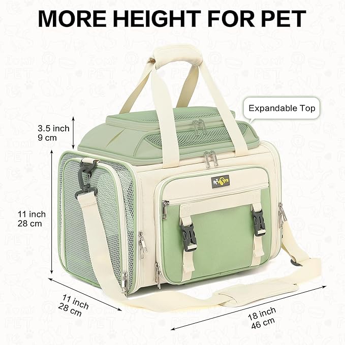 18x11x11 Small Cat/Dog/Pet Carrier – Airline Approved, Collapsible with Expandable Top and Sides. Soft-Sided Travel Puppy Carry Bag, Small Animal Rabbit Kennel Carrying Case, Kitten Mesh Cage