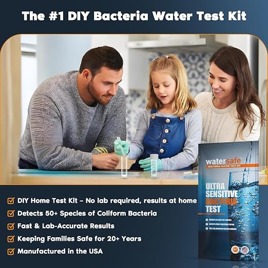 Watersafe® Bacteria Water Test Kit – USA-Made – Results as Fast as 6 Hours – Detects Coliform (Inc. E. coli) & Non-Coliform Bacteria in Drinking, Well & Tap Water – Lab-Quality Testing – 4 Pack