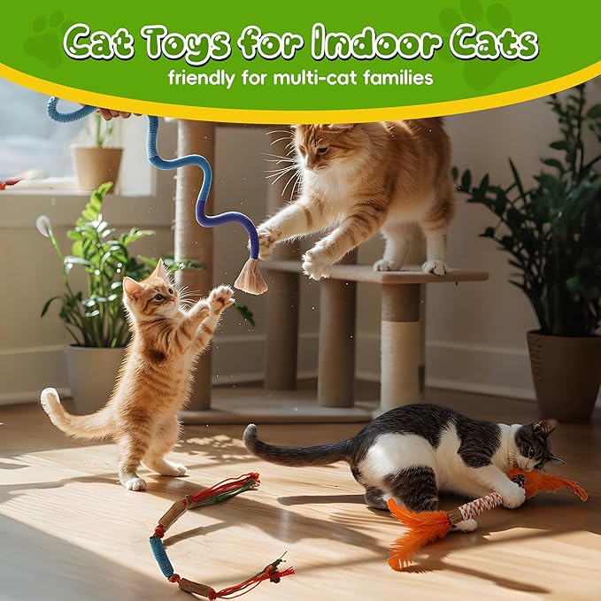 GBSYU Silvervine Sticks for Cats & Cat Chew Rope Toy with Refillable Natural Catnip Bag for Teeth Cleaning, Interactive Cat Catnip Toys for Indoor Cats, Kitten Teething Toys for All Breeds (12Pcs)