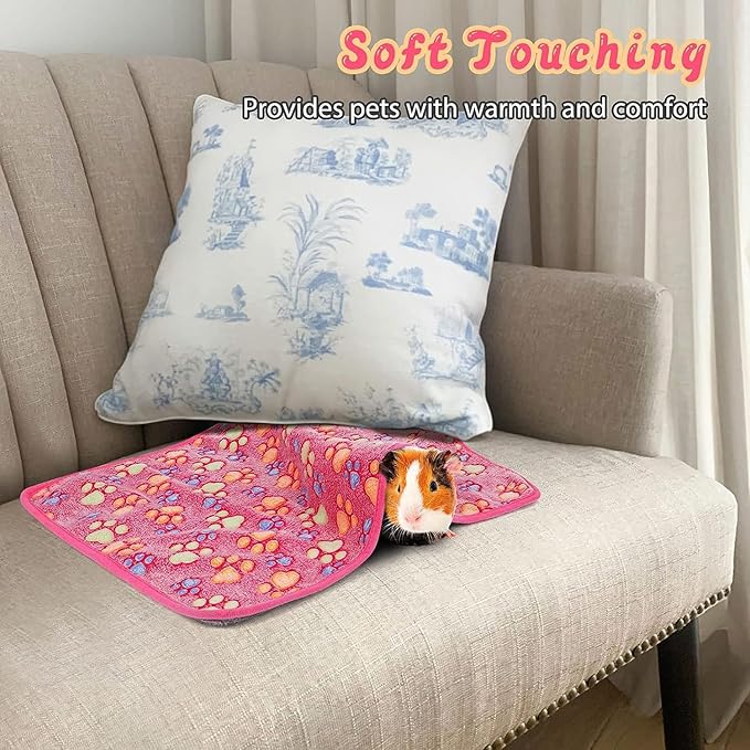 YUEPET Waterproof Guinea Pig Blankets Washable 3 Pack Small Animal Fleece Cage Liners Pet Soft Sleep Mat Pad Cover Warm Flannel Throw for Hamster Guinea Pig Rabbit Chinchilla Hedgehog Ferret 30"×16"