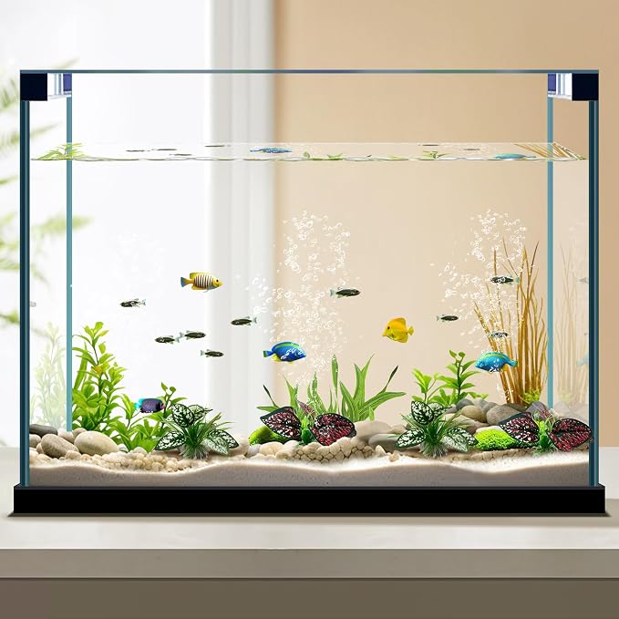 Moonorange Reptile Artificial Plants, Terrarium Plants Decorations Supplies, Aquarium Fish Tank Plant, Amphibian Habitat Hideout Tank Accessories(S Set-4pcs/A)