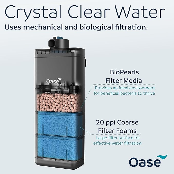 Oase EcoFlow 100 Internal Aquarium Filter – Quiet Submersible Multi-Stage Filter (Biological & Mechanical), Custom Flow, Easy-Clean Modules, for Freshwater, Saltwater Tanks up to 26 Gal (100L)