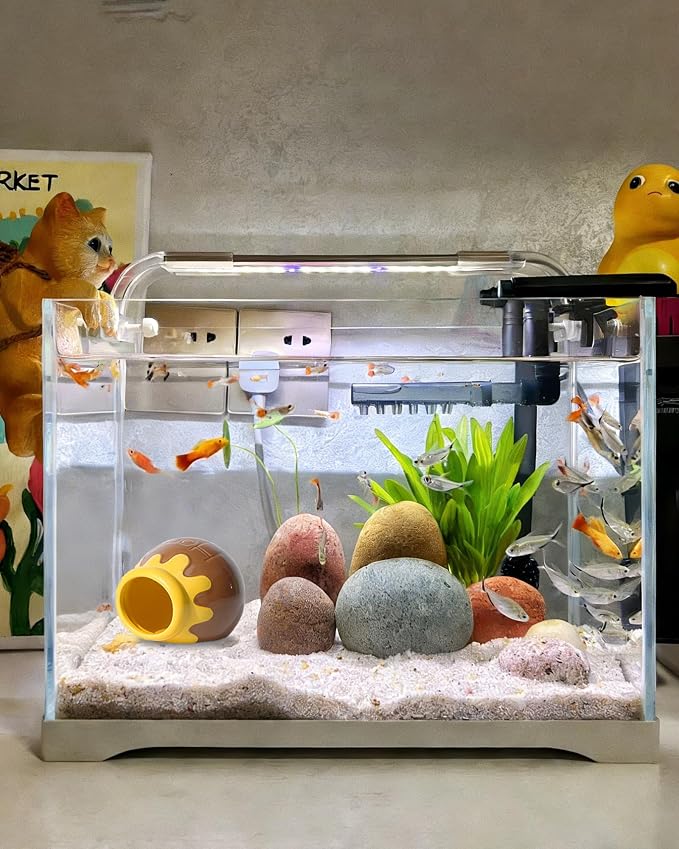 Ceramic Aquarium Decor Cartoon Honey Design Betta Fish Tank Cave | Smooth-Surface Safe for Fish Hiding & Breeding, Easy-Clean, No Assembly, for Play & Rest,Fits 3-5 Gallon Fish Tanks