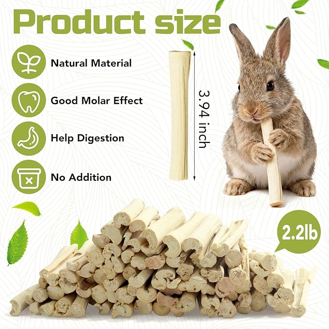 2.2Lb/1000g Natural Sweet Bamboo Chew Toys Chew Sticks Bamboo Sticks Teething Toy for Rabbit, Bunny, Guinea Pig, Hamster, Chinchilla, Bunny, Rat and Other Small Animals