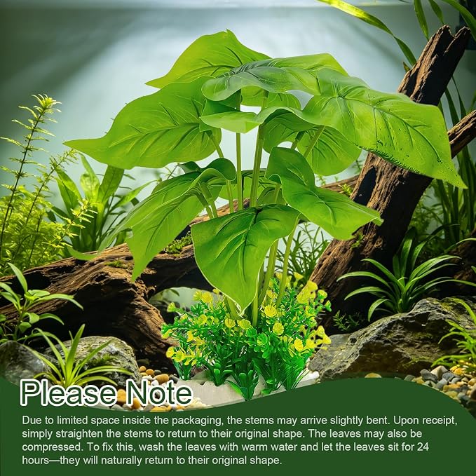 Silk Aquarium Plants 2-Pack 11in Tall for Medium to Large Tanks | Soft non-toxic silk, weighted base, bendable stems, no maintenance, ideal for 20+ gal tanks.