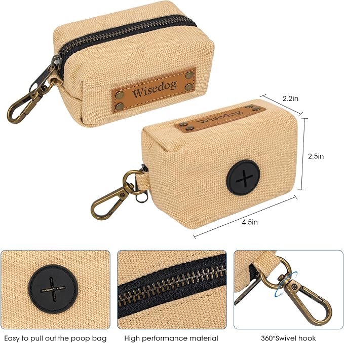 Wisedog Waterproof Dog Collar and Leash Set, XL, Sand Color | Adjustable Puppy Collar, Cute Tag, 6FT Dog Leash, Includes Poop Bag, For Small Medium Large Dogs