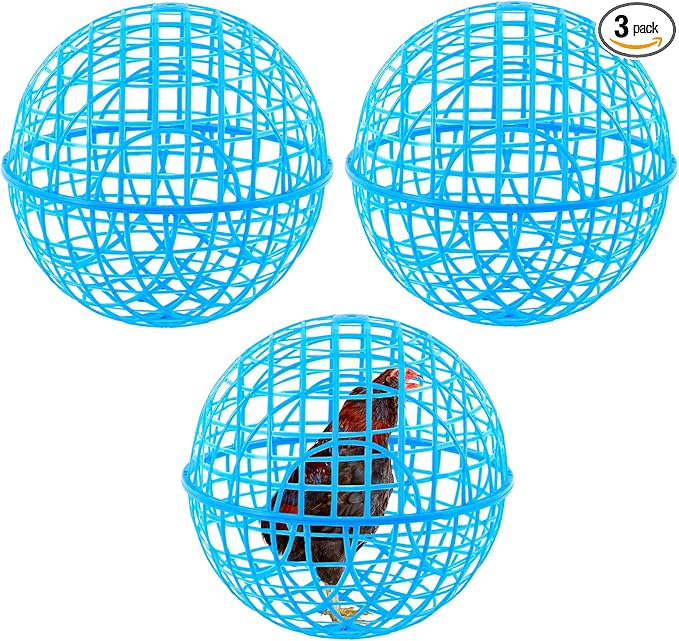 AceOrbit 3 Pcs Chicken Balls Cage 2025 Chicken Orb Ball Cage to Free Range Rolling Movable Poultry Coop Ball, Mobile Safety Globe Cages for Pigeons Rabbits Ducks Outside Roaming(18.9 Inch,Blue)