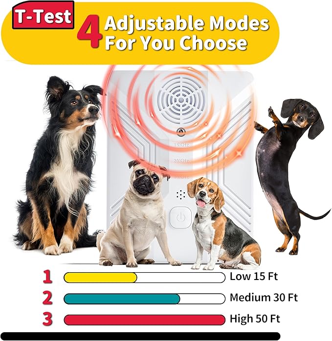 Anti Barking Device for Dogs, Rechargeable Ultrasonic Dog Barking Deterrent Devices with 3 Modes, 50Ft Waterproof Barking Dog Deterrent Bark Box for Outdoor & Indoor, Safe Barking Silencer for Dogs