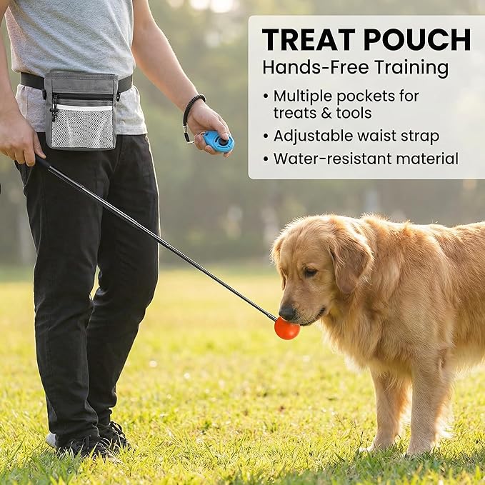 Pet Training Kit -Target Stick,Training Clicker,Whistle,Bell,Treat Pouch- Dog Training Equipment Tools, Agility Training Lure Course For Dogs,Cat Toilet Trainer Kit, Kitten Puppy Behavior Aids Trick