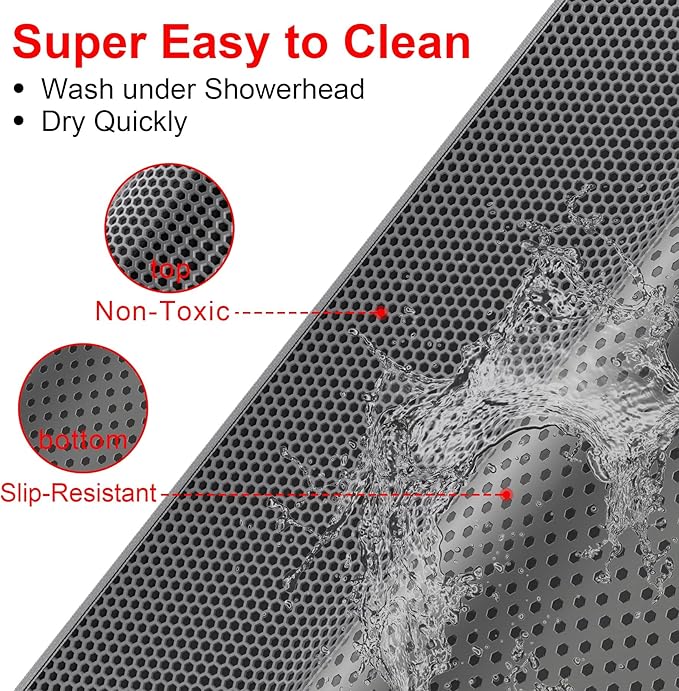 Waretary Cat Litter Box Mat: 36"x 30" Waterproof Kitty Cat Litter Trapping Mat, Easy-clean Double-layer Scatter Control Pad Rug (Grey)