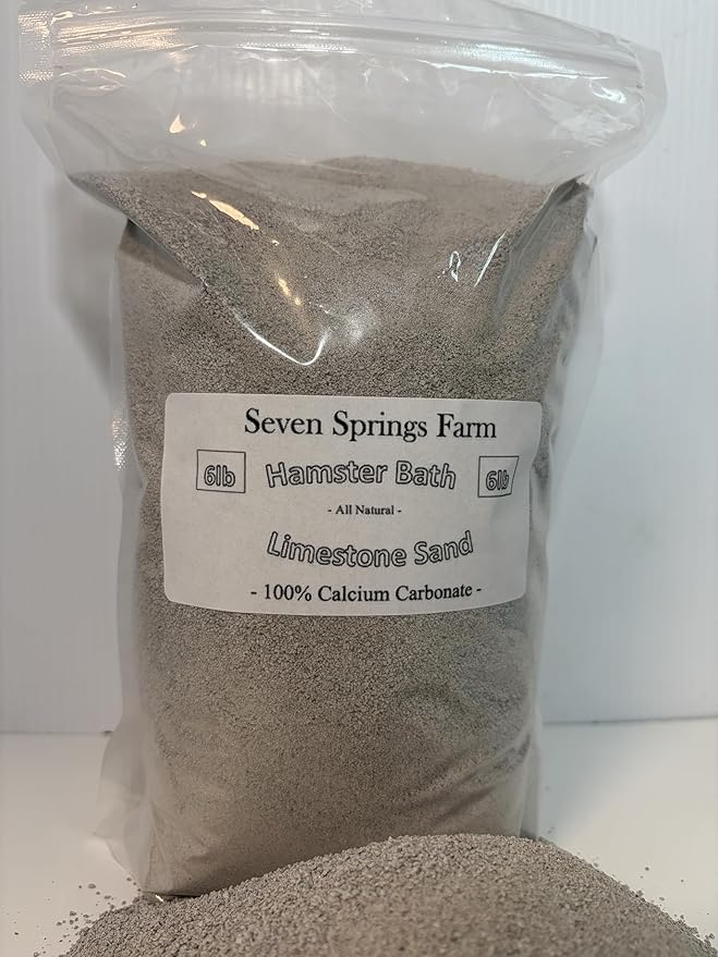Hamster Bath Sand - Dust Free, Clumps Litter, Burrowing - Made in USA - 100% All Natural Limestone Calcium Sand (6, Pounds)