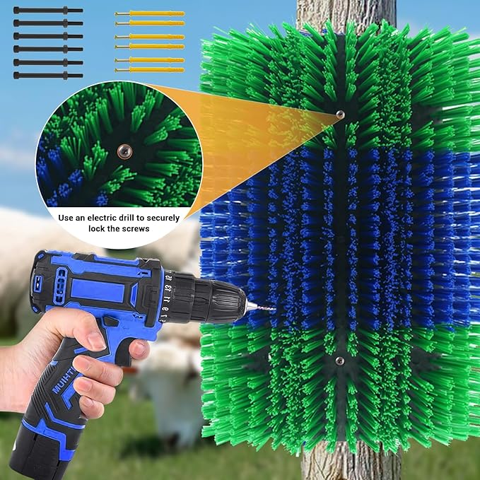 2PCS Livestock Scratching Brush,Extra Large Size Livestock Scratching Brush, Massage Grooming Kit for Cattle, Sheep, Pig, Animal Back Scratching & Itch Relief, Blue-Green