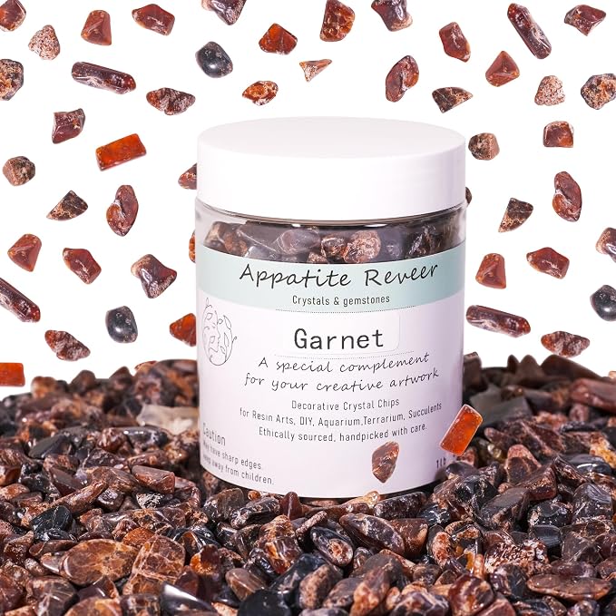 Natural Garnet Crystal Chips 1lb (500+Pieces) -8-15mm Deep Red Gemstone Gravel for Jewelry Making, Healing Crystals, Aquarium Decor, Plants & Crafts ?Stone of Energy & Protection